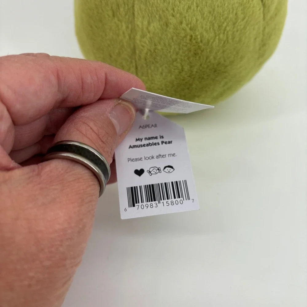 Jellycat Amuseables Pear Plush Unisex Small Green Soft Stuffed Toy Fruit